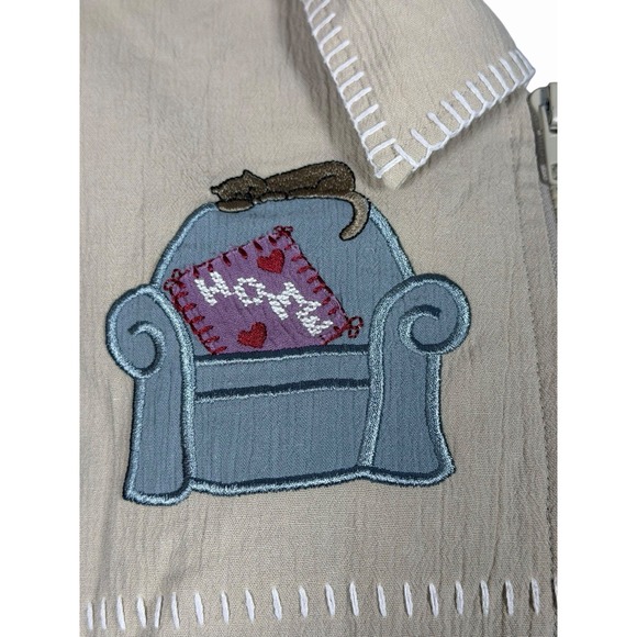 Teddi Embroidered Cat Knit Jacket L Grandmacore‎ Boho Crochet Cozy Cottage - Picture 3 of 10